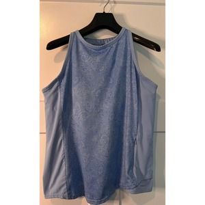 Columbia Womens Tank Top Shirt Blue Sleeveless Crew Neck Built In Bra Stretch XL